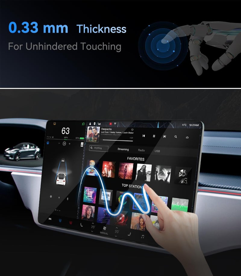 SUMK Tempered Glass Screen Protector for Tesla Model X/S Accessories 2021-2026 [9H & Anti-scratch & HD] - 2pcs - Image 5